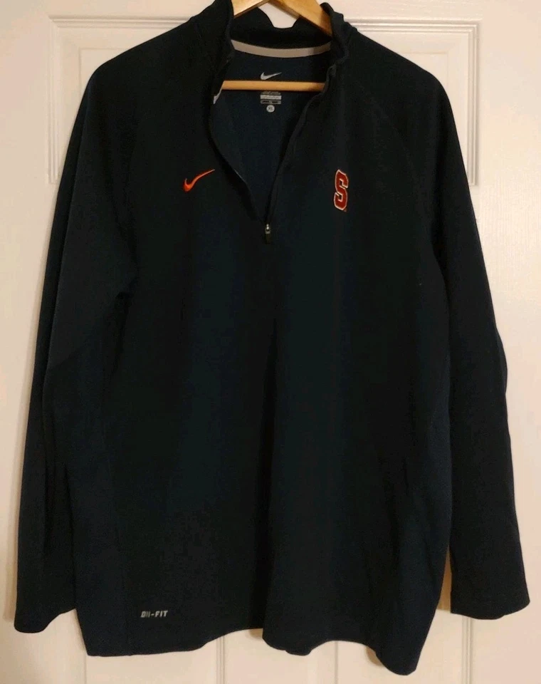 Men's Syracuse Univ. Sweater Navy Blue Nike Dri-Fit 1/4 Zip Pullover Logo - XL - Image 3 of 4