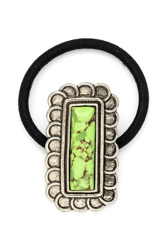 Rectangle Western Stone Hair Tie