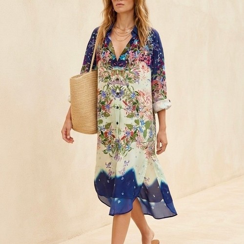 Givenchy, Vintage Givenchy Paris Silk Floral Shirt Dress Size L Large Archival 90s Boho