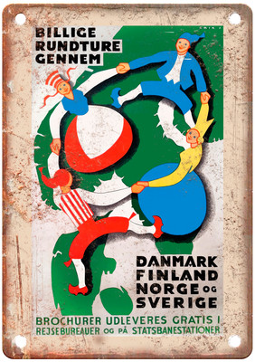 Vintage Denmark Finland Norway and Sweden Travel Poster Retro Look Sign T1589