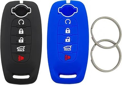 Silicone Protector Key Fob Cover Case fit for 2023 2024 Keyl Color: Black+Blue