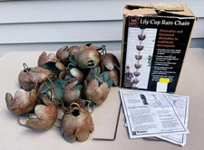 Ancient Graffiti Steel Lily Cup Rain Chain Antique Copper Painted Finish