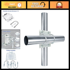 Heavy Duty Antenna Mast Clamp Bracket Kit with U-Bolts for 1"-2" Poles, Mounting