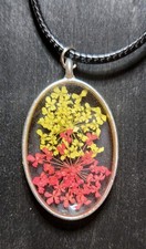 Handmade Resin Necklace - Real Pressed Flowers - Adjustable Cord Necklace