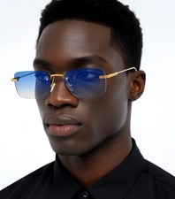 Fashion Square Hip Hop Sunglasses Mens Women Luxury Gold Rimless Shades Glasses