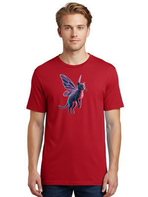 Cat-With-Butterfly-Wings-1 Mens Graphic Tee, 100% Cotton, Casual Summer Wear