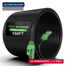 150FT Cat6 Outdoor Ethernet Cable In-Ground Heavy Duty Direct Burial 24AWG CC...