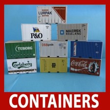 TT Gauge 1:120 12 x 20ft Mixed Model Card Rail Freight Shipping Containers