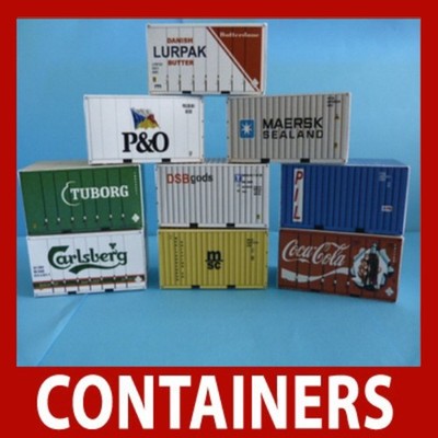 Modellkarte Eisenbahn Güterschifffahrtscontainer Spur S 1:64 12 x 20ft gemischt