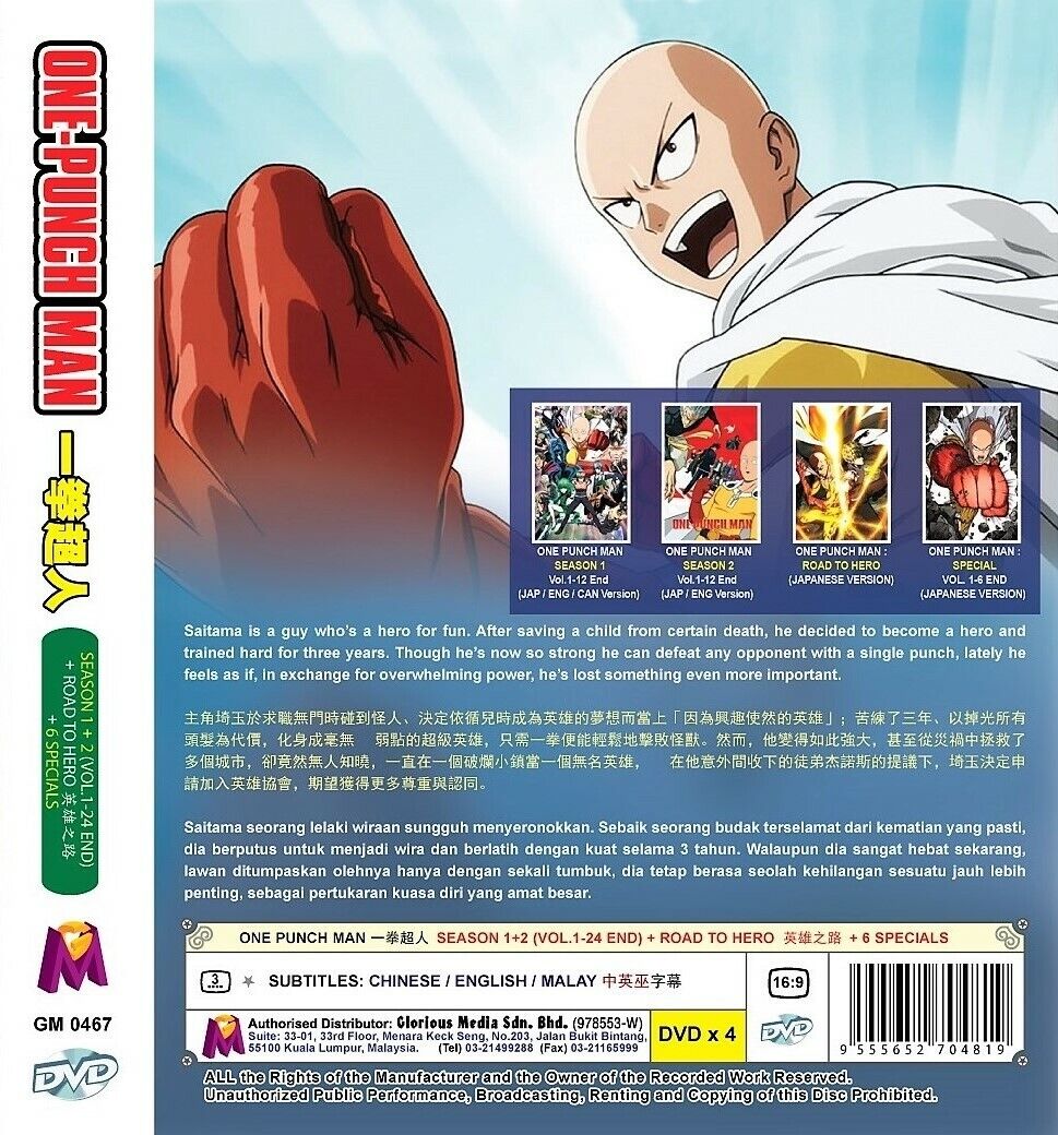 ANIME DVD~ENGLISH DUBBED~One Punch Man Season 1+2(1-24End+OVA+Special)FREE  GIFT