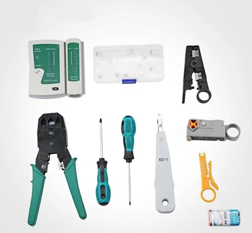 TESTER CAVO DI RETE LAN RJ45 RJ11 RJ12 + PINZA CRIMPATRICE + 10 PLUG ETHERNET - Foto 2 di 5