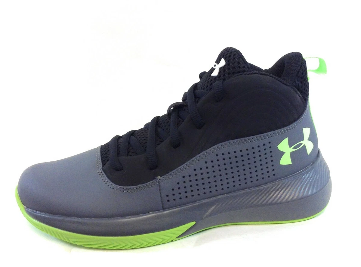 surf Actriz telar Boys Girls Kids Youth Under Armour UA Lockdown 4 Grey Green Sneakers Shoes  | eBay