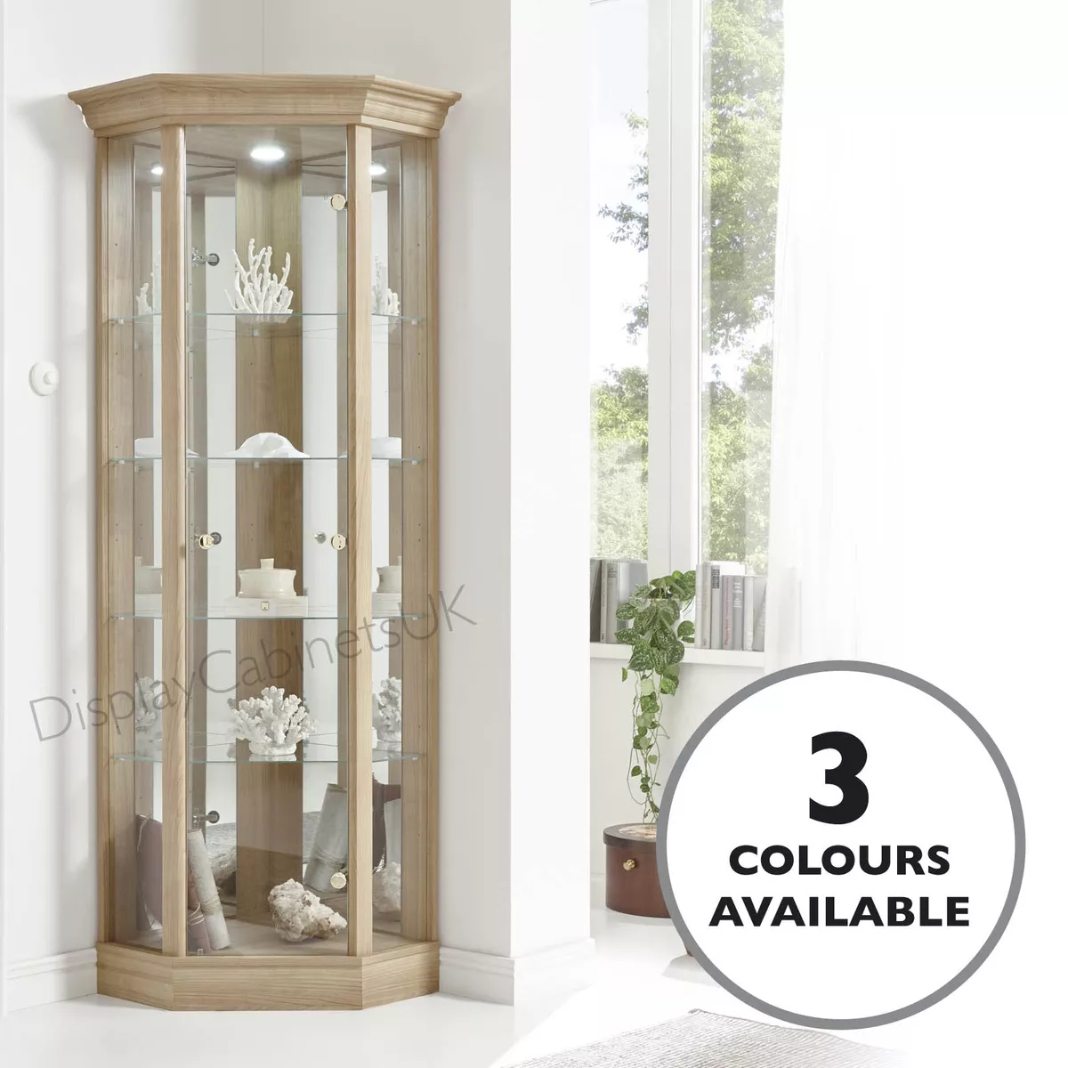 HOME Glass Corner Cabinet Pelmet In Light Oak or Mahogany Effect