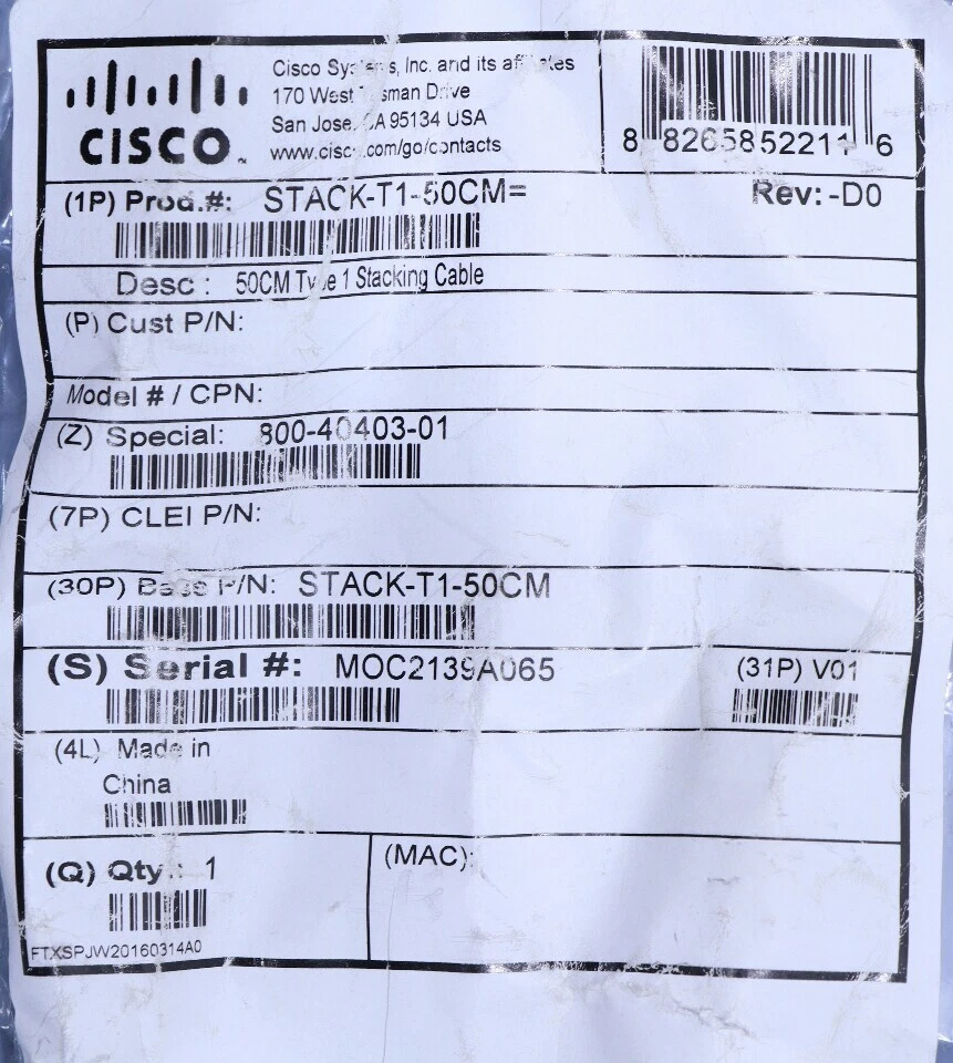 NEW CISCO STACK-T1-50CM CABLE - Image 2 of 2
