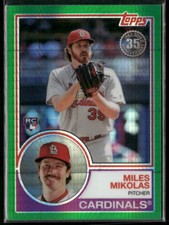 2018 Topps Update #148 Miles Mikolas 1983 Silver Pack Green Refractor #/99