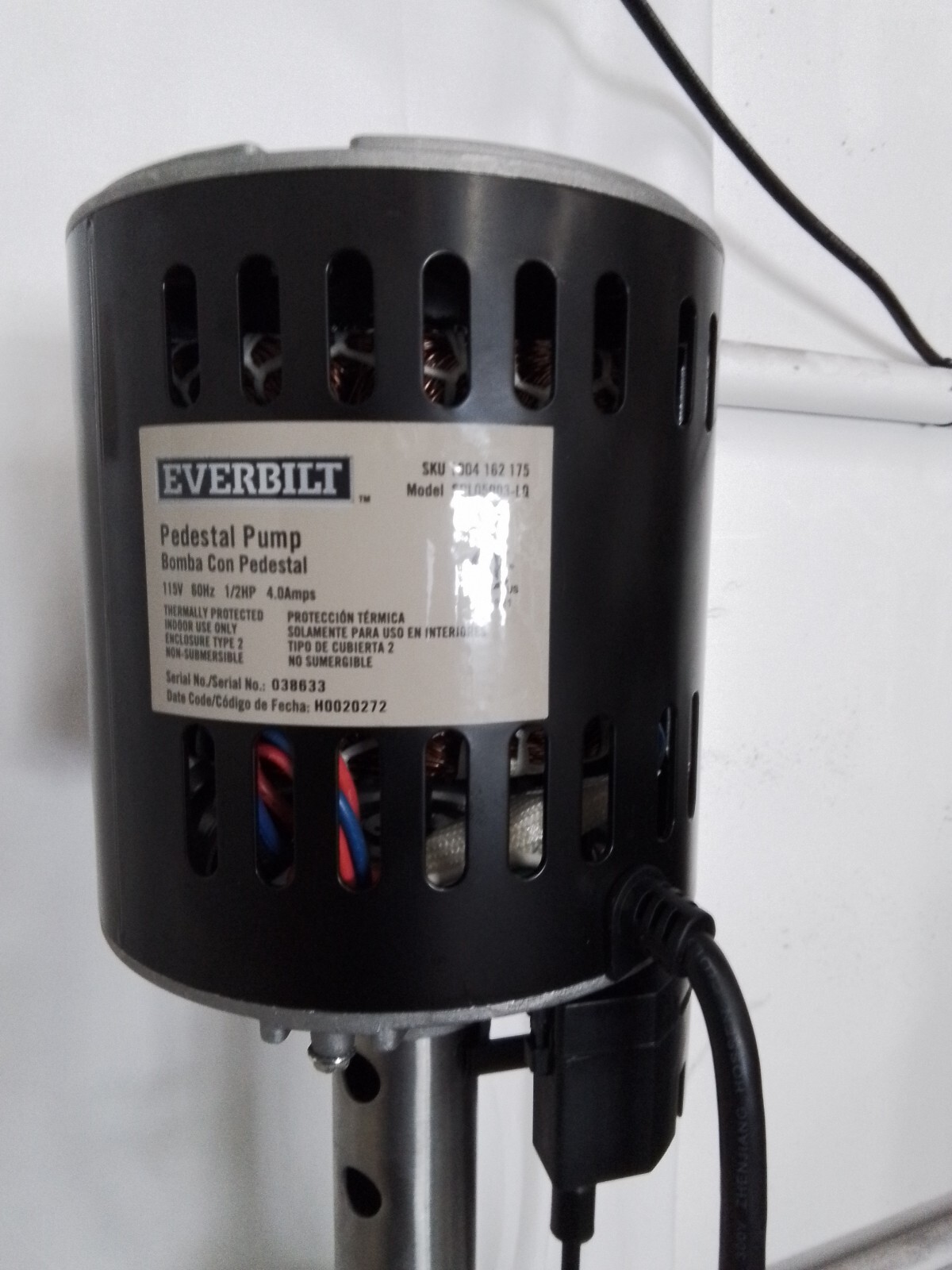 Everbilt 1/2 HP Stainless Steel Pedestal Sump Pump Slt370 for sale