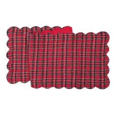 Red Tartan Christmas Plaid Reversible Quilted Table Runner 14" x 51"