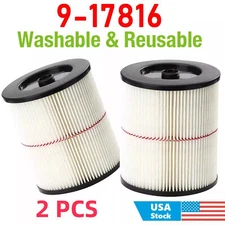 2X 17816 Filter Replacement For Craftsman For Shop Vac Wet Dry Vacuum Washable