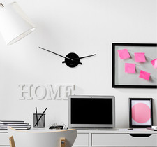 Walplus Flexi Wall Clock Black 37cm x 14cm Minimalist Modern Silent Mechanism