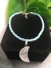 8" Braided Bracelet Crescent Moon Stone Healing Crystal Quartz Chakra Gem 302