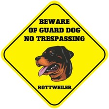 Crossing Sign Rottweiler Beware of Guard Dog No Trespassing Cross Xing Metal