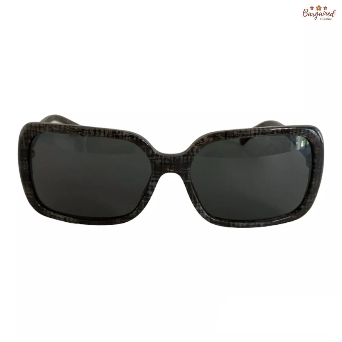 Authentic CHANEL Black/Gray Lace Frame Gray Lenses Rectangle