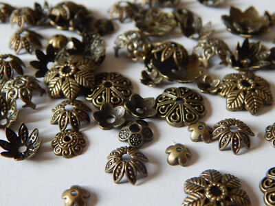 120 Perlenkappen bronze Mix diverse Größen und Formen 5mm - 15mm