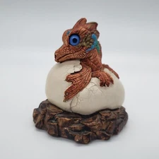 1984 Hatching Baby Dinosaur Egg Multicolor Fantasy Windstone Editions 3.25” x 3”