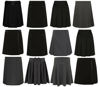 GIRLS SCHOOL SKIRTS EX UK STORE MANY DESIGNS BLACK GREY 3-13Y