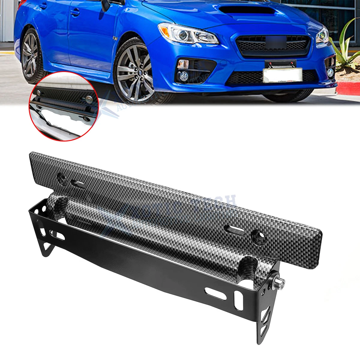 JDM No Drill Carbon Fiber Front Bumper License Plate Mount Bracket