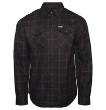 Dixxon Kamimura 2.0 Pearl Snap Black Gray Red Plaid Flannel Shirt