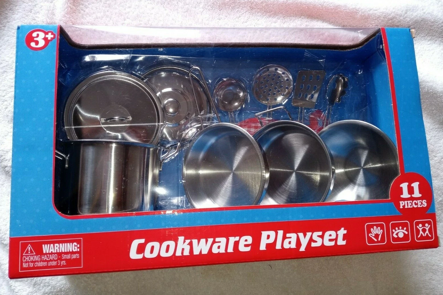 new Stainless Steel Cookware 11 Pc Playset Pots Pans Strainer Utensils Oven