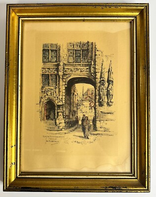 Vtg Jan Korthals Burg Met Blinde Ezelstraat Brugge Bruges Belgim Framed Print
