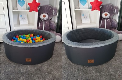 Bällebad Ballpool Kugelbad Kinder Bällchenpool 300 Bällen Minky DUNKELGRAU