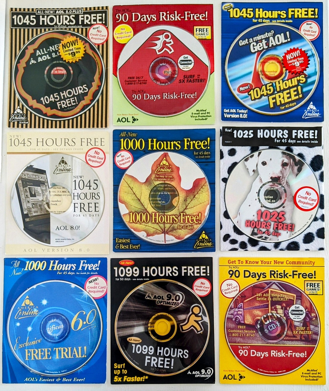 Ultimate AOL Disc Collection, Vintage ARTISTIC All Different America Online CDs!