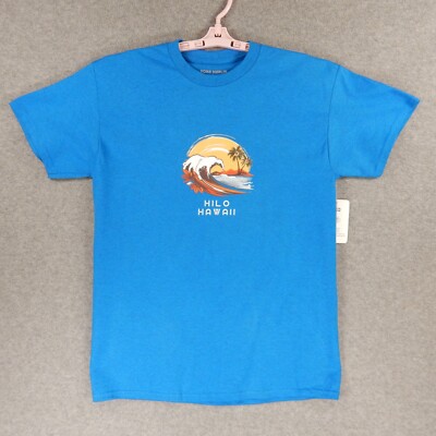 Hilo Hawaii Wave Womens TShirt Large Blue Ocean Palm Tree Big Island Kona Marlin