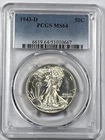 1943-D Walking Liberty Half Dollar : PCGS MS64