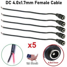 5pcs DC Power Plug cable 4.0x1.7 mm Female Led light Monitor power output cable