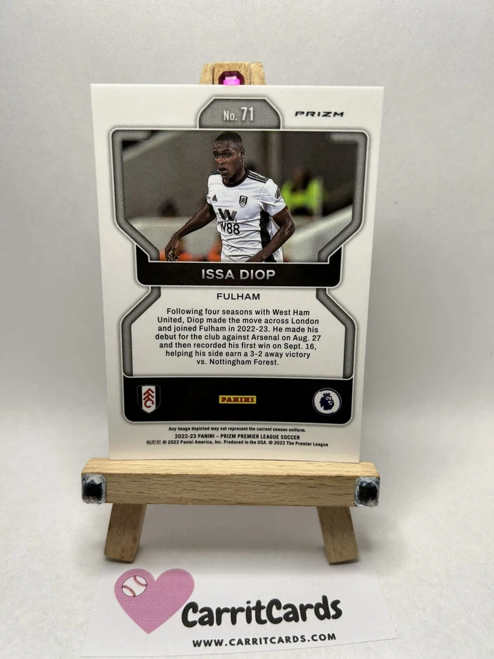 ISSA DIOP 2022-23 Panini Prizm Premier League RED MOSAIC PRIZM #71 Fulham - Image 4 of 4