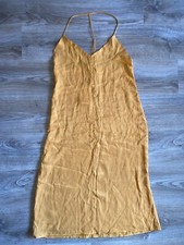 Zara Vestito Maxi Spalline Smanicato Giallo Scuro Arancione Taglia L