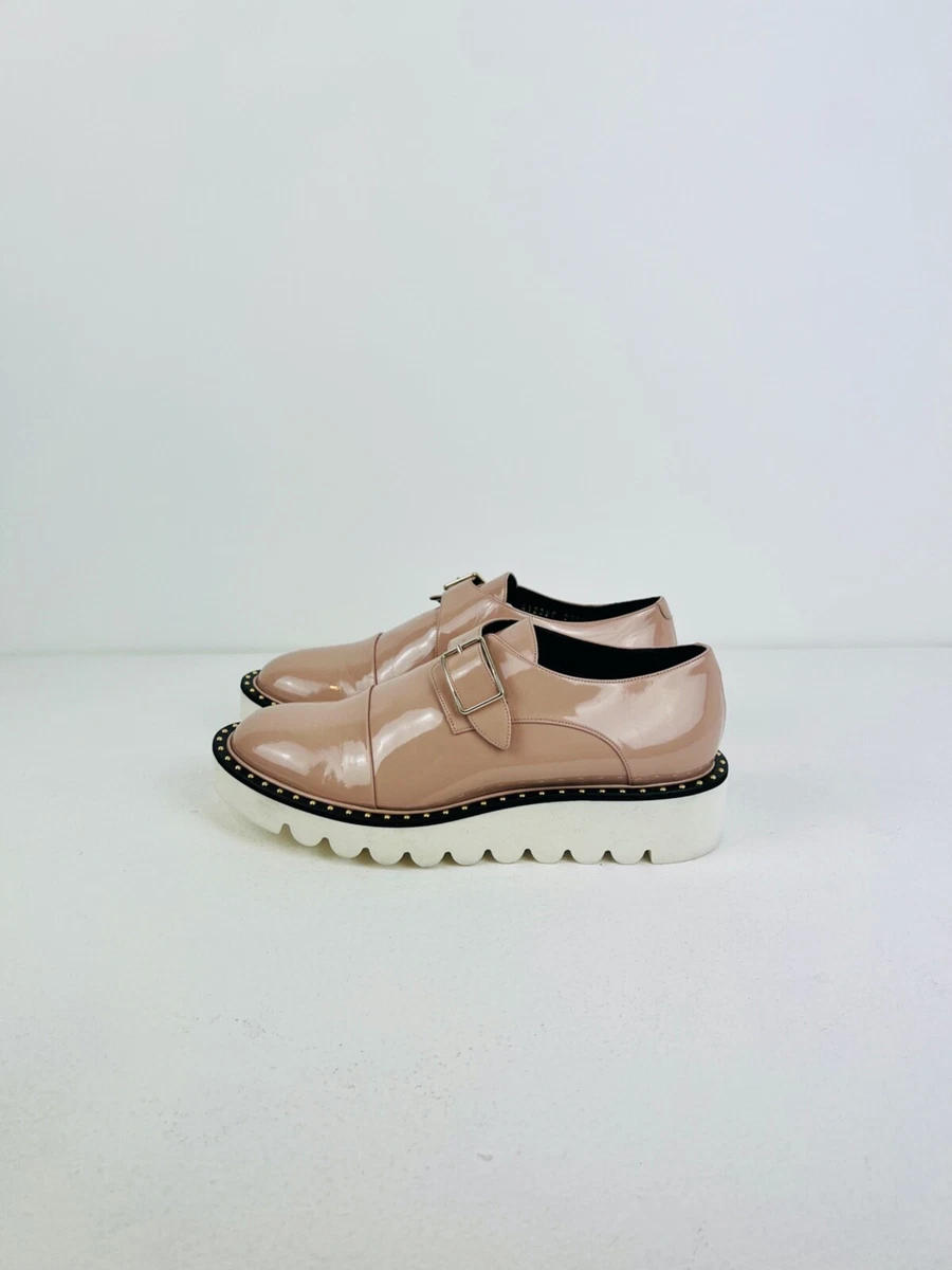 Stella Mccartney Shoes 4.5 UK Pale Pink Patent Vegan Leather Gold Stud  Platform