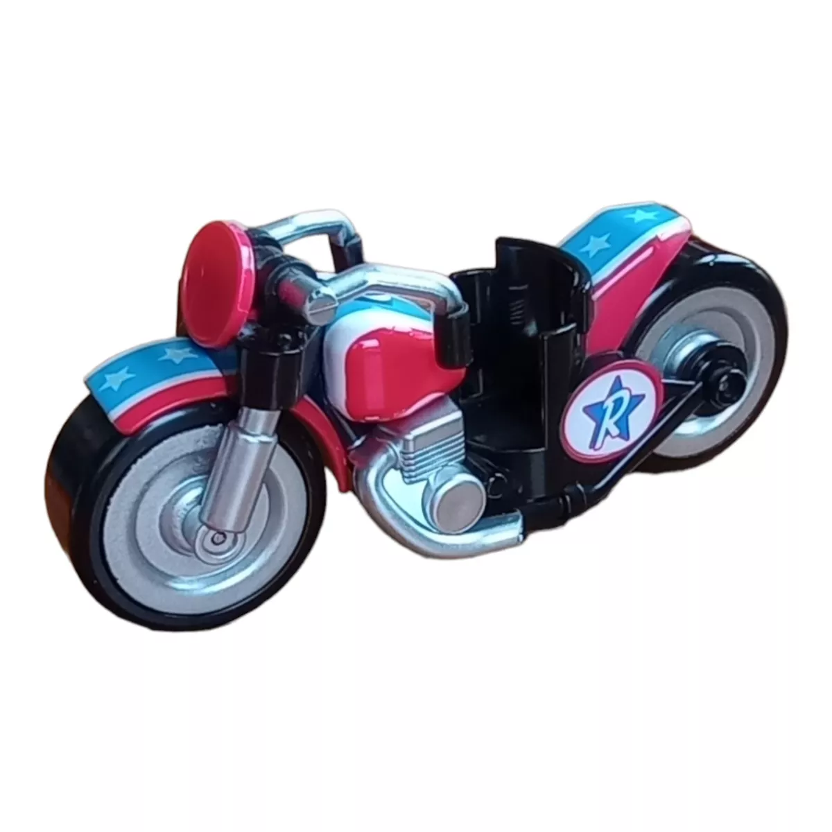 RYAN S WORLD BONKERS TOY BLUE RACER RYAN PATRIOTIC MOTORCYCLE PULL BACK GO
