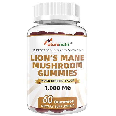 Lion's Mane Mushroom Gummies 1000mg - 60 Gummies for Brain & Focus