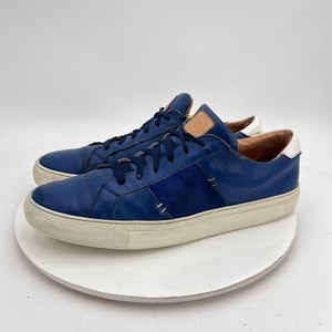Greats Brooklyn Mens Blue Leather Low Top Casual Shoes Size 8.5 Made In Italy Men main image 2