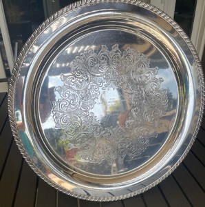 WM A Rogers 15" Silver Platter Plate Serving Tray Engraved Vintage 1968 Mustang
