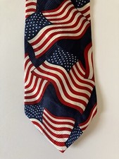 Unbranded Men's Necktie Tie Silk Jacquard American Flag Waving Made in USA 57"