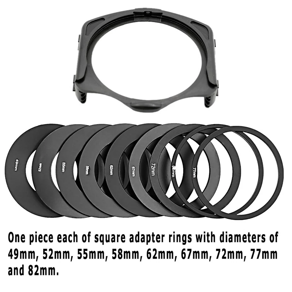 Clear-Coated Variable-Density 8x Square Filters with 49mm-82mm Rings Bracket Bag - Image 3 of 4