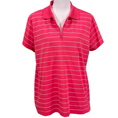 EP Pro Women s Golf Shirt XL Pink 1/4 Zip Stripe Lightweight Short Sleeve Collar