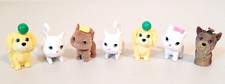 Vintage 7 Piece Puppy Kitty in my Pocket Style Flocked Puppies Kittens Toys