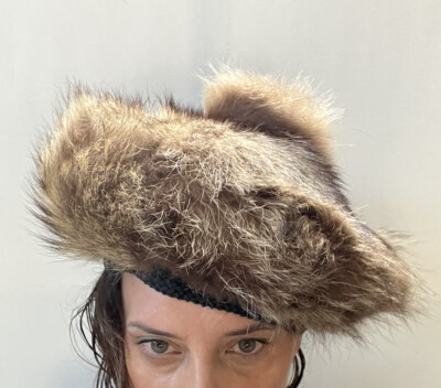 Vintage Fur Hat Gottesman NY with Pompom 1960 Mink Or Fox  display picture 3